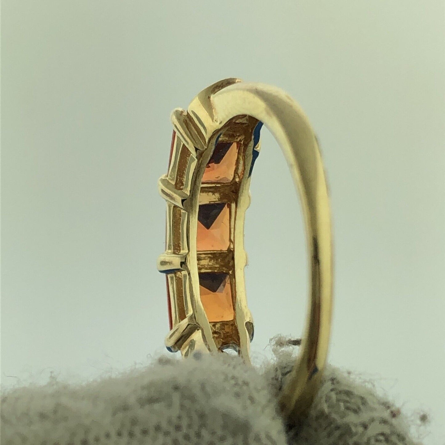 Designer Canada Sterling Silver 925 Princess Trio Citrine Diamond Accent Ring