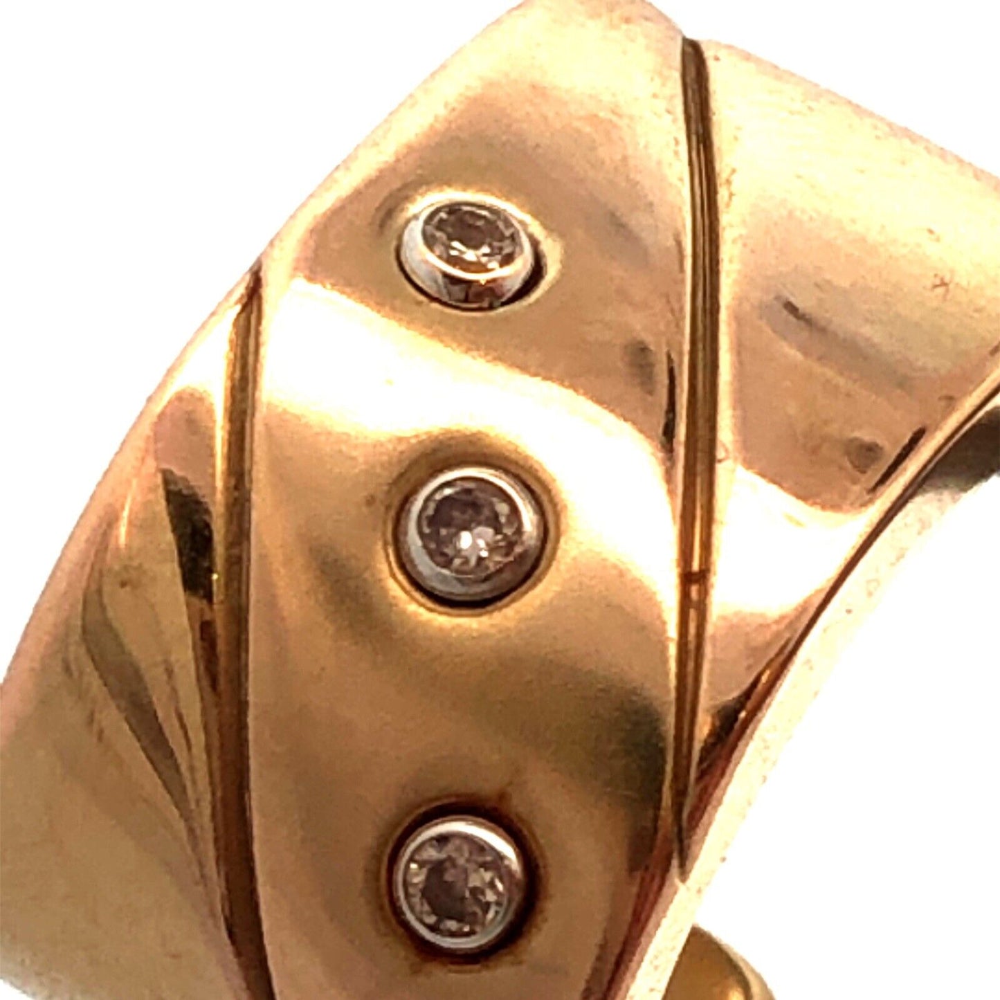 Designer 14K Yellow Gold Round Diamond Modernist Drop Half Hoop Stud Earrings