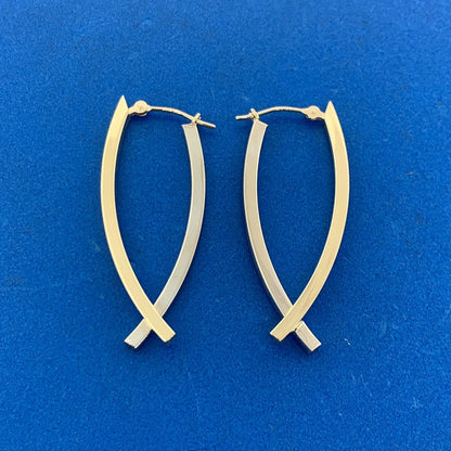 Jacmel Mauritius JCM 14K Yellow Gold Modernist Ichthys Earrings