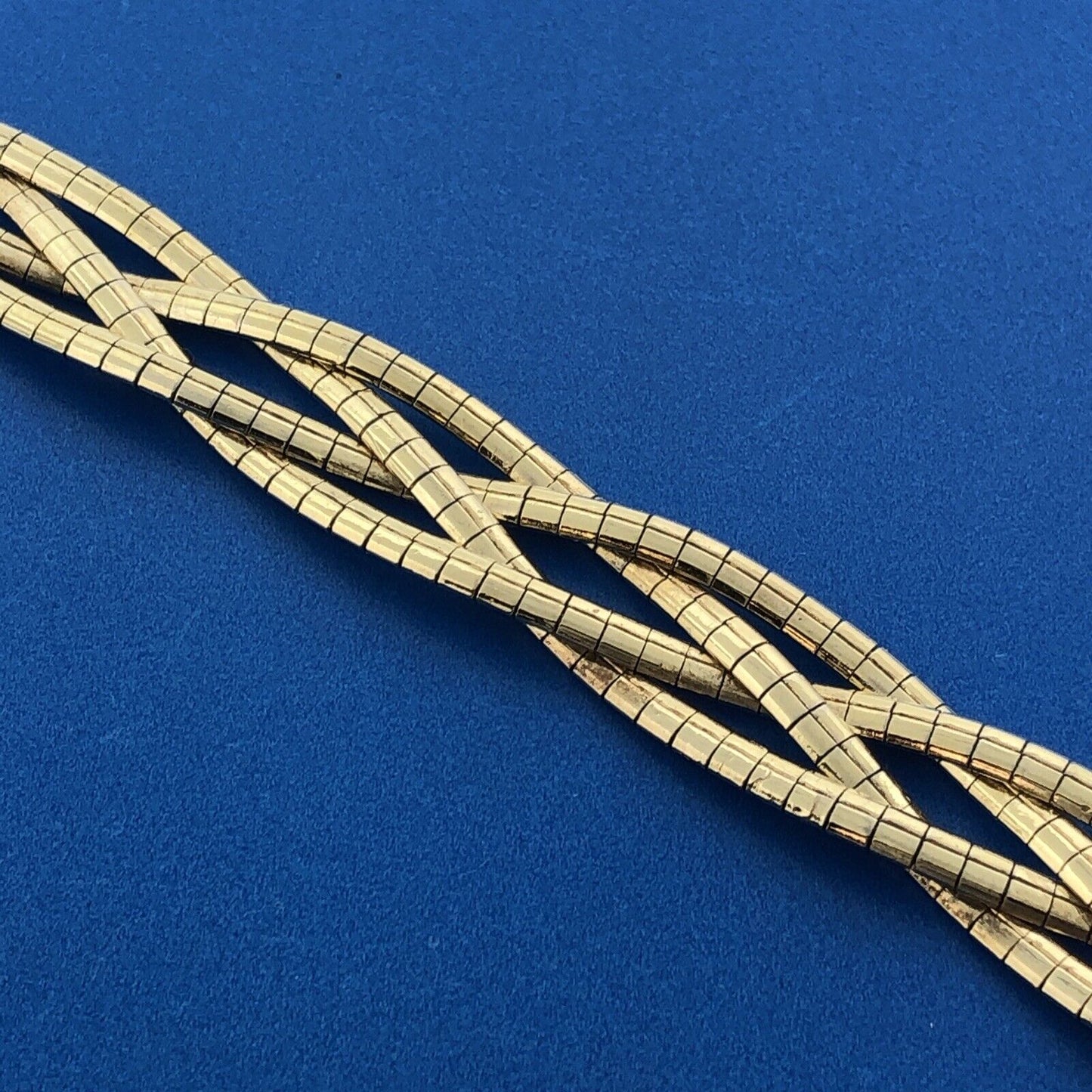 Sterling Silver 925 Vermeil Gold Tone Blue Sapphire Floral Clasp Woven Bracelet