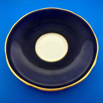 Aynsley English Bone China Cobalt Blue Gold Floral Vine Star Design Cup/Saucer