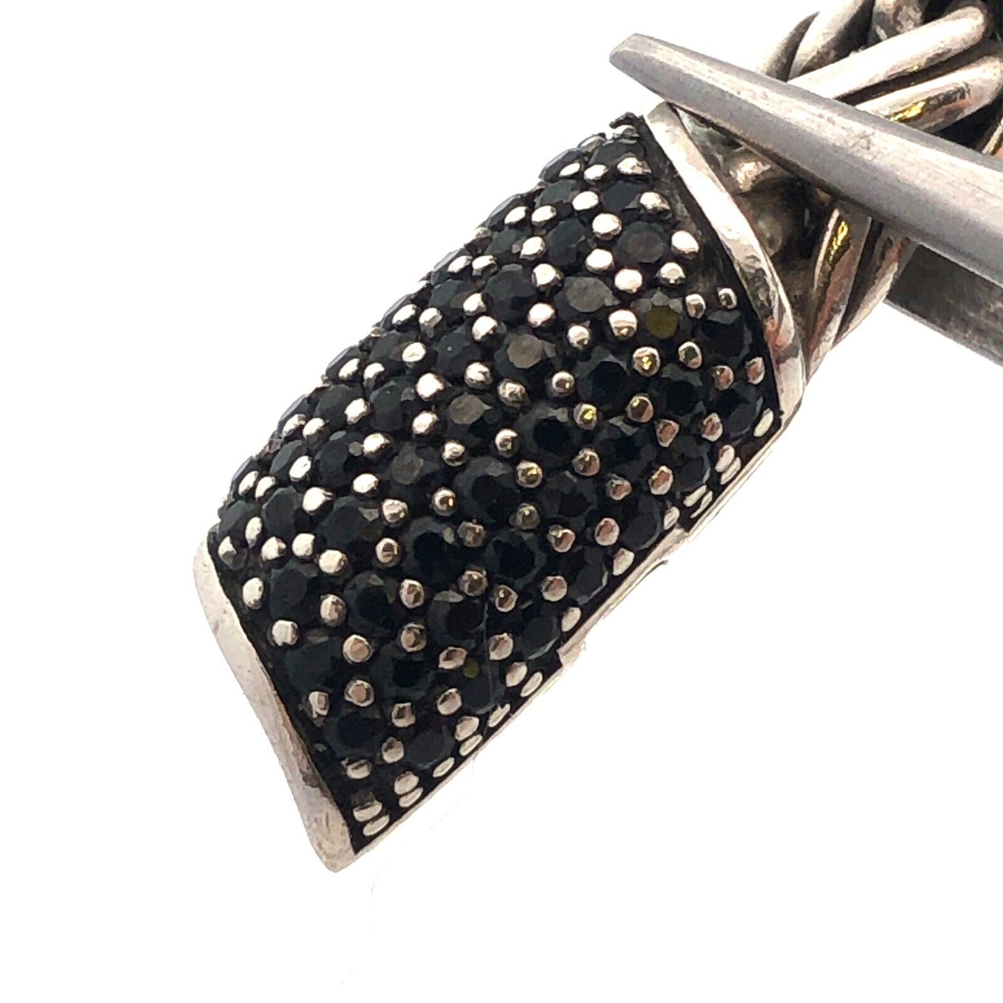 John Hardy 925 Sterling Silver Pave Black Diamond Icon Classic 6.5 mm Bracelet