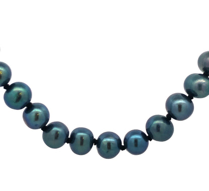 Designer FIC 14k Yellow Gold 18.75" Iridescent Black 7mm Pearl Necklace