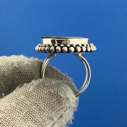 Vintage Mexico Modernist Merav Sterling Silver 925 Abalone Statement Ring
