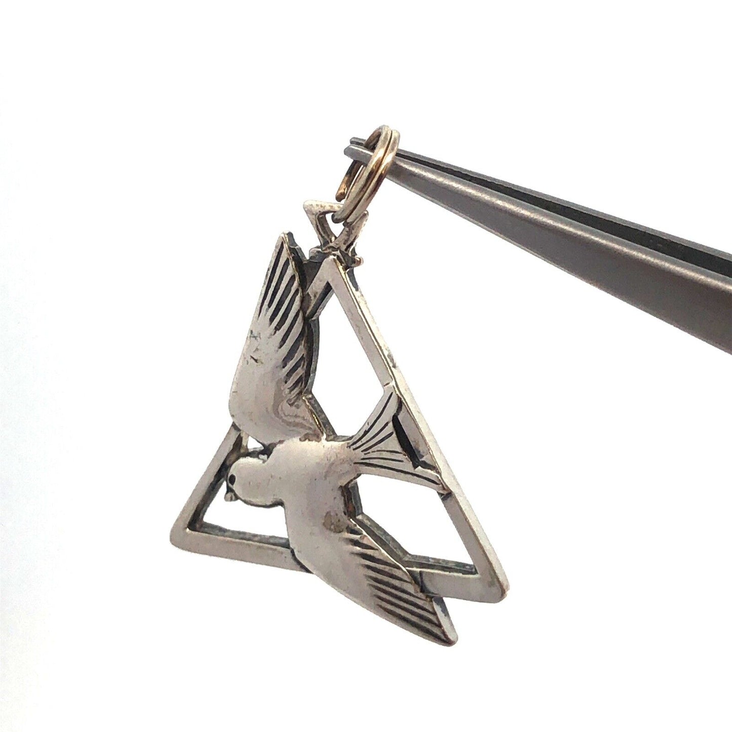 Designer Creed 925 Sterling Silver Peace Dove Holy Trinity Religious Pendant