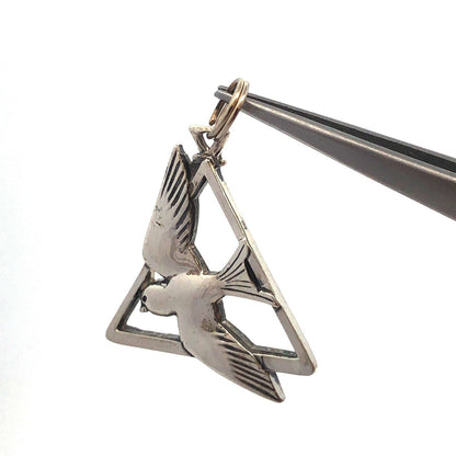 Designer Creed 925 Sterling Silver Peace Dove Holy Trinity Religious Pendant