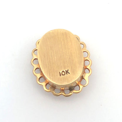 Vintage 10K Yellow Gold Oval Carved Cameo Open Work Slide Bracelet Charm