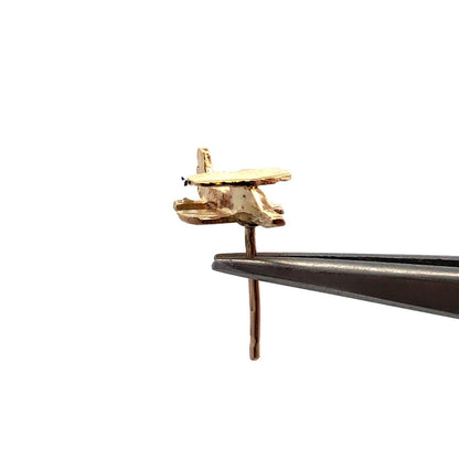 Estate 14K Yellow Gold Airplane Crop Duster Pilot Stud Earrings