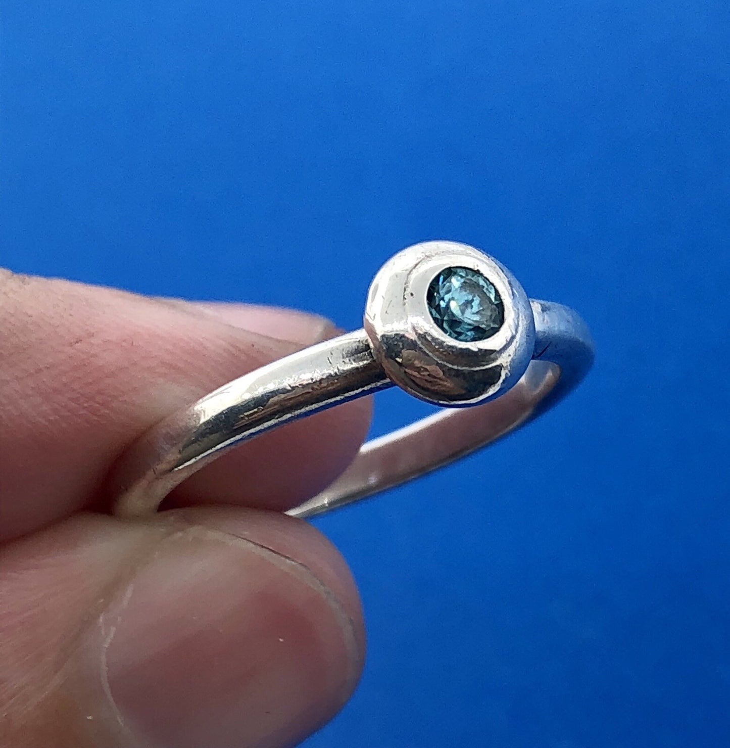 James Avery 925 Sterling Silver Remembrance Aqua Spinel Designer Size 7.25 Ring