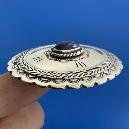 Native American 925 Sterling Silver Lapis Lazuli Oval Bolo Buckle Pendant