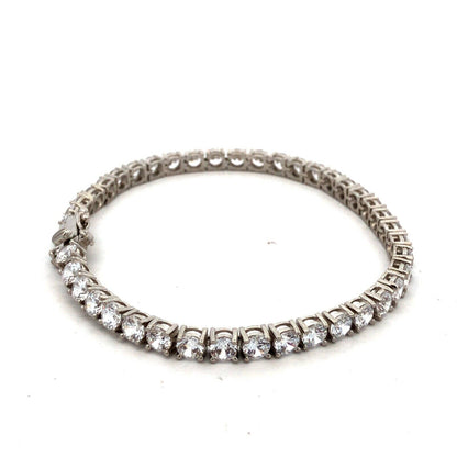 Designer DK 925 Sterling Silver Round Cubic Zirconia Statement Tennis Bracelet