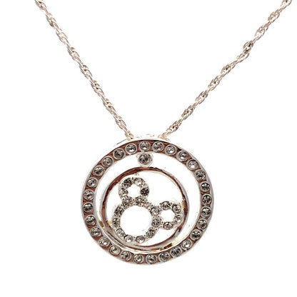Authentic Disney Parks Silver Tone Cubic Zirconia CZ Mickey Infinity Necklace