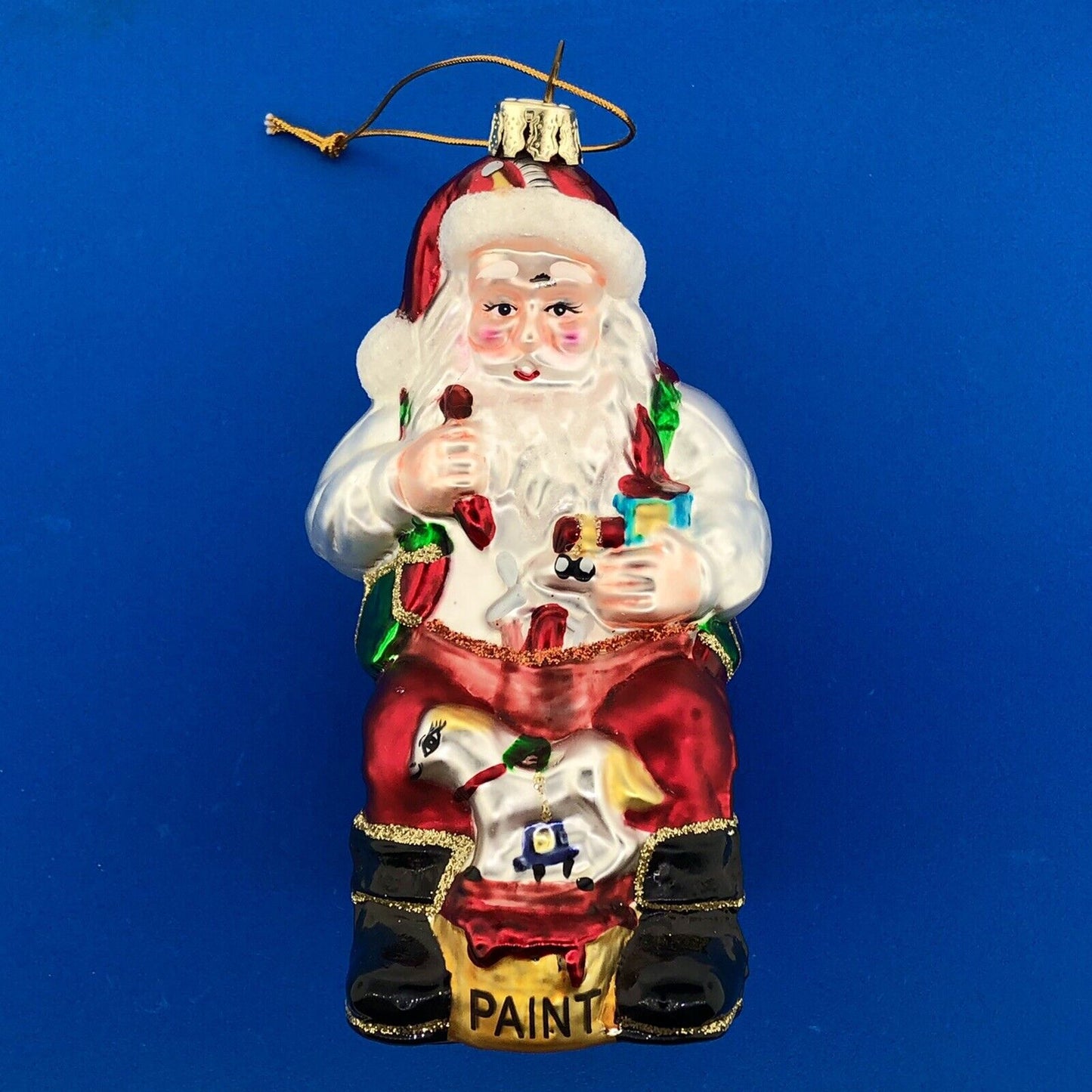 2003 Christopher Radko Hand Blown GlassToy Maker Santa Ornament Retired No Box
