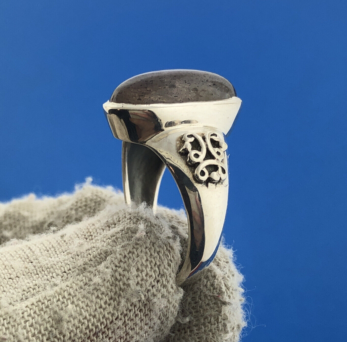 Designer D Paulus DP Sterling Silver Rainbow Moonstone Statement Cocktail Ring