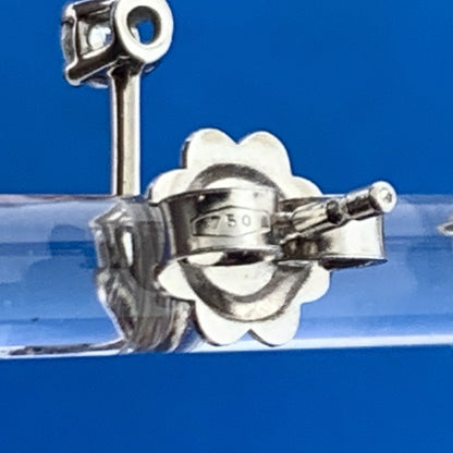 Designer Roberto Coin 18k White Gold Round Diamond Ruby Vertical Stud Earrings