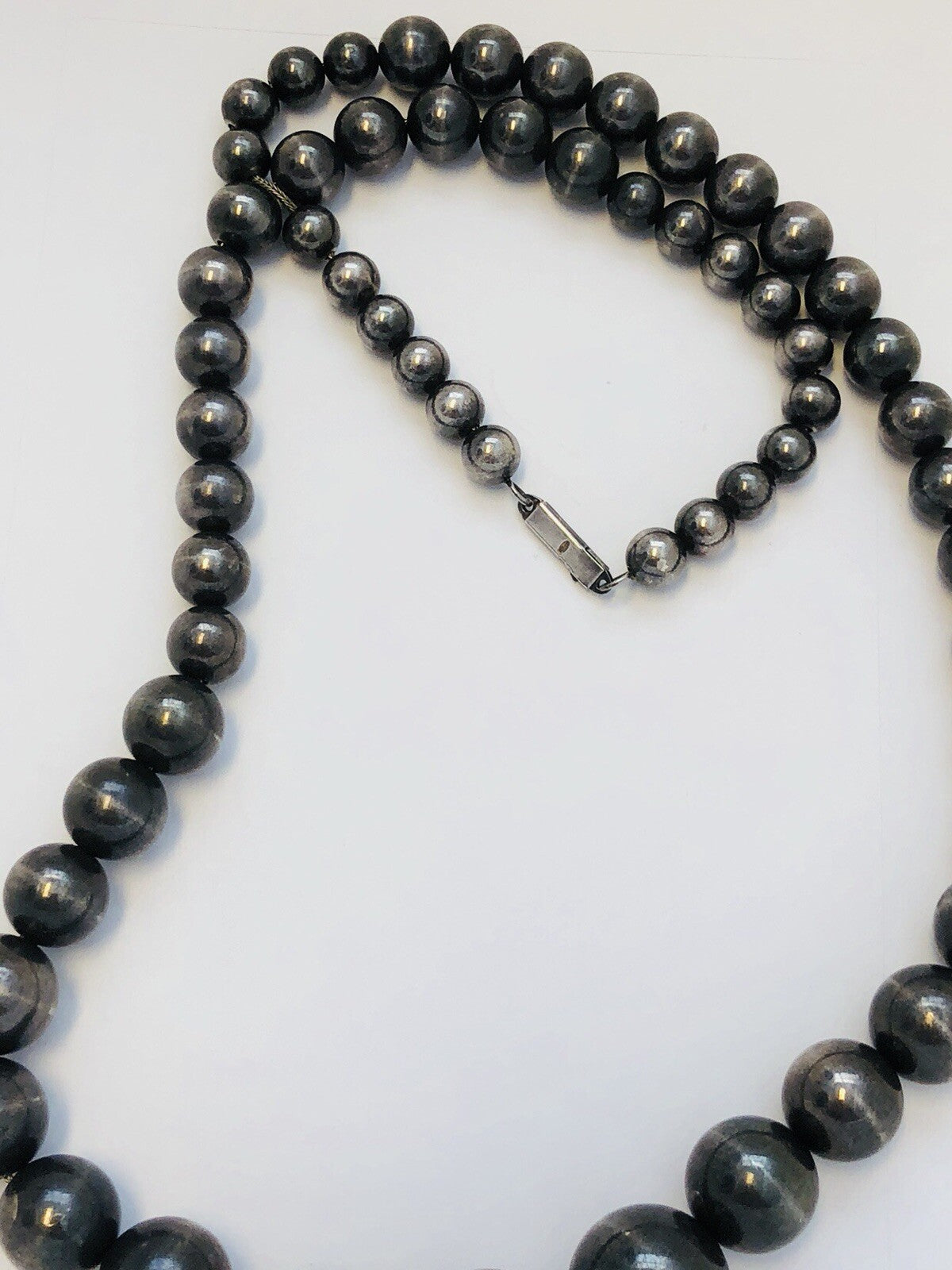 Vintage Taxco Mexico 925 Sterling Silver Graduated Ball Bead Statement Necklace