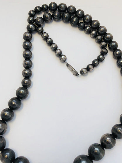Vintage Taxco Mexico 925 Sterling Silver Graduated Ball Bead Statement Necklace
