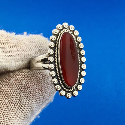 Vintage Bell Trading Post Native American 925 Sterling Silver Red Carnelian Ring