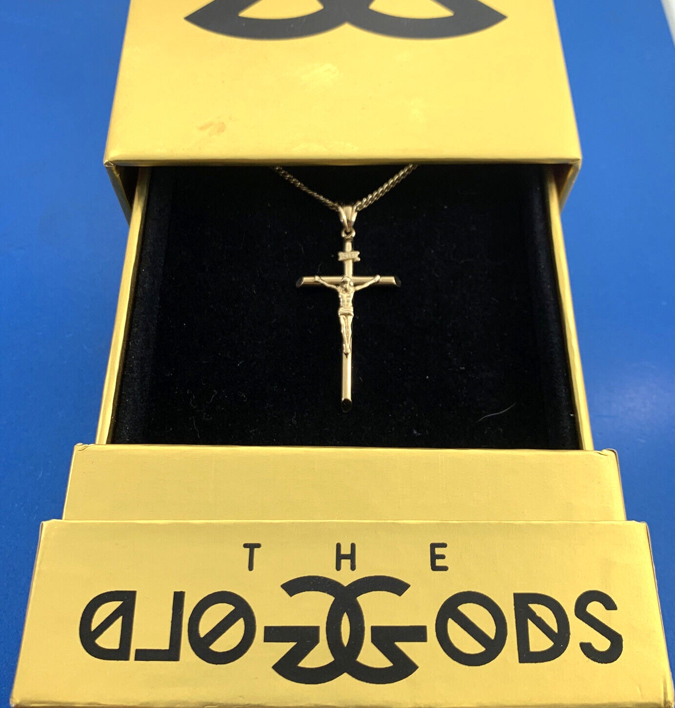 The Gold Gods 14K Yellow Gold Crucifix Cross Unisex Religious Statement Necklace