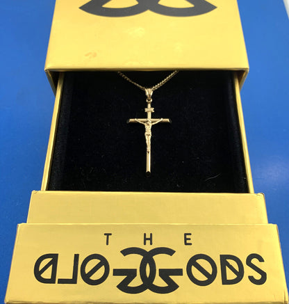 The Gold Gods 14K Yellow Gold Crucifix Cross Unisex Religious Statement Necklace