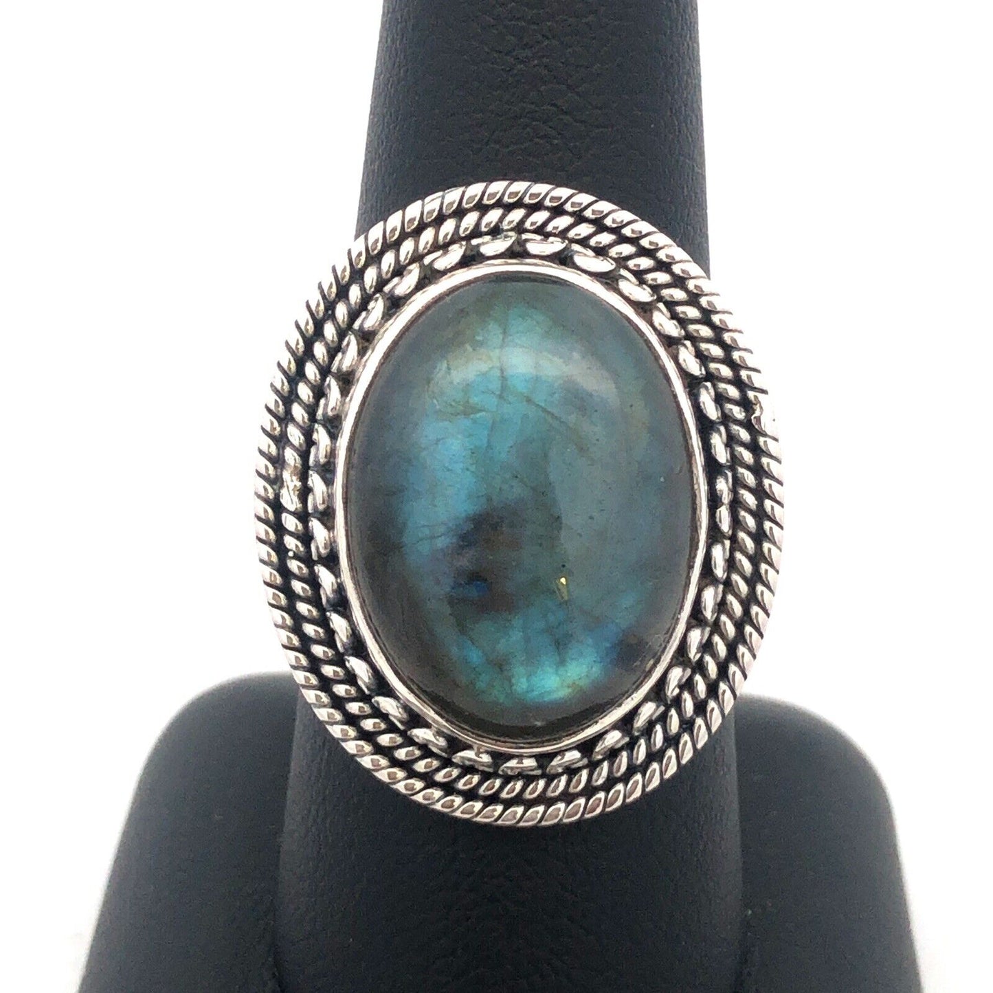 Designer YS 925 Sterling Silver Oval Labradorite Statement Ring
