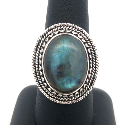 Designer YS 925 Sterling Silver Oval Labradorite Statement Ring