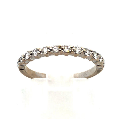 Designer 14K White Gold Round Diamond Stackable Wedding Band Ring
