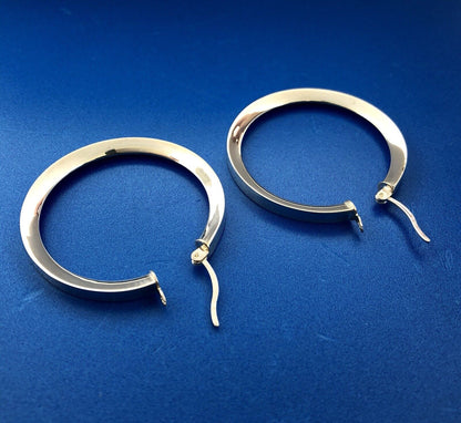 Designer AK Turkey Sterling Silver 925 Polished 3D Statement Hoop Earrings