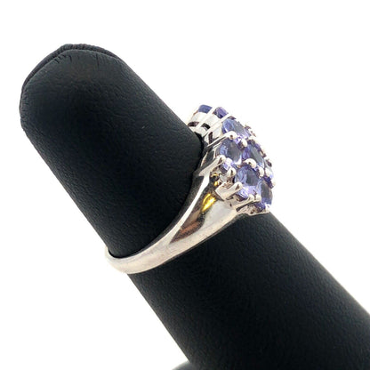 Designer TGGC 925 Sterling Silver Oval Tanzanite Triple Row Anniversary Ring
