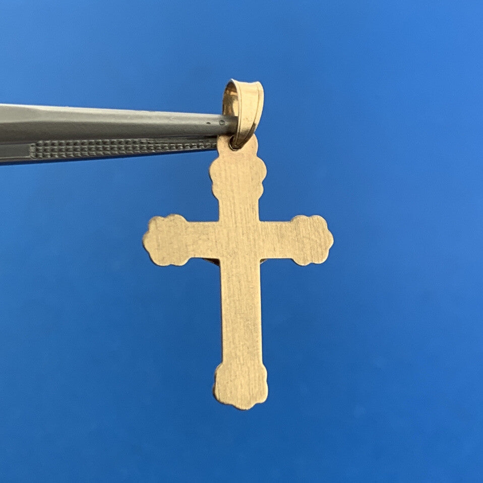 Gorgeous 14k Yellow & White Gold Religious Jesus Faith Cross Dangle Pendant