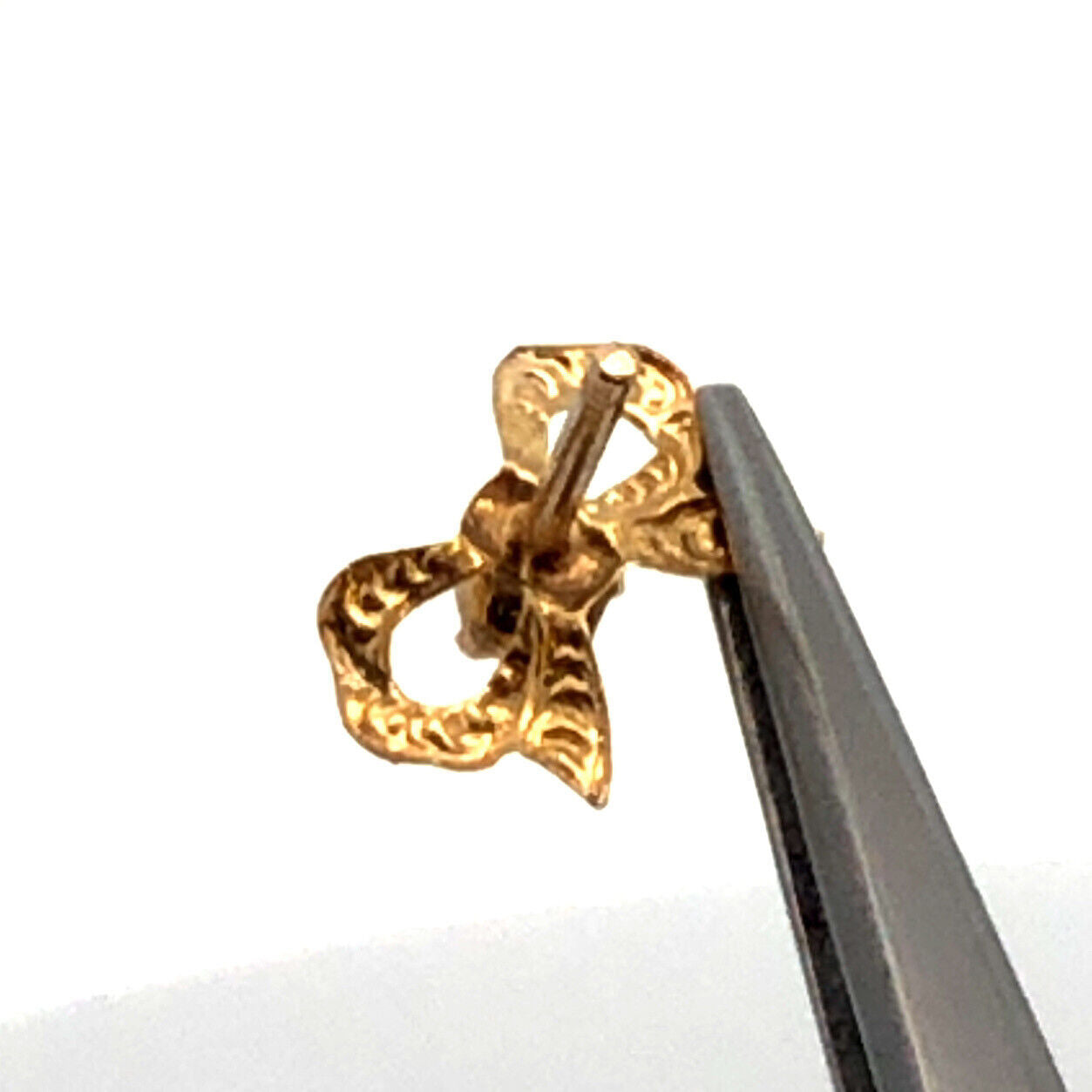 Estate 14K Yellow Gold Ribbon Bow  Stud Earrings