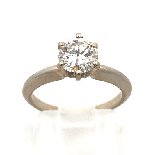 14K White Gold Diamond Solitaire Engagement Bridal Wedding Ring