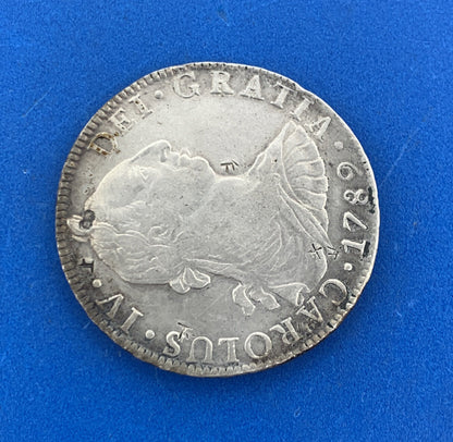 1789 Mo Mexico City 8 Reales F.M. Carolus IV DEI Gratia .903 Chop Marks Coin