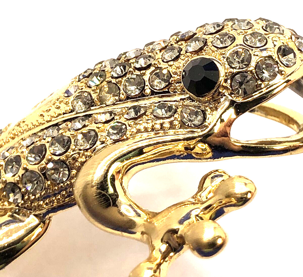 Estate Andrew Hamilton Crawford Rhinestone Gold Tone 3D Frog Statement Pendant
