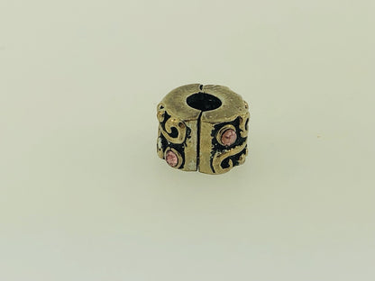 Retired PANDORA ALE Sterling Silver 925 Tendril Pink CZ Clip Bead Charm 790380
