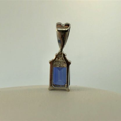 Designer 14K White Gold Sapphire Diamond September Sweetheart Occasion Pendant
