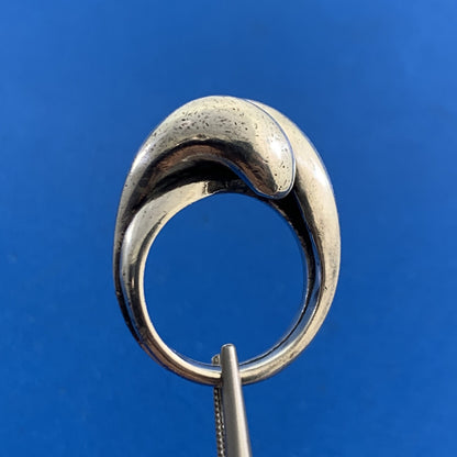 Modernist 925 Sterling Silver Statement Size 6 Bypass Dome Ring