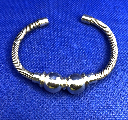 Vintage 925 Sterling Silver Twisted Cable Open Cuff Bracelet