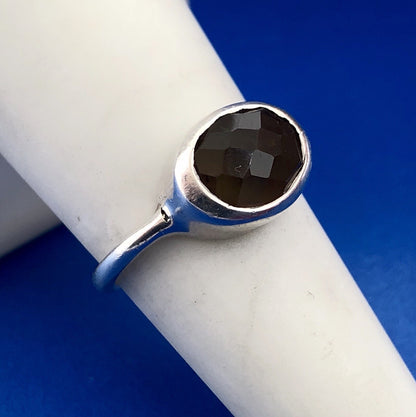 Designer Sterling Silver 925 Oval Smoky Quartz Topaz Fashion Ring