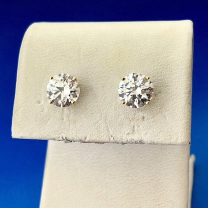 Stunning 14K Yellow Gold Round Cubic Zirconia CZ Statement Stud Earrings
