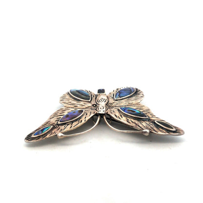 Designer CFU 925 Sterling Silver Abalone Textured Butterfly Combo Pendant Brooch