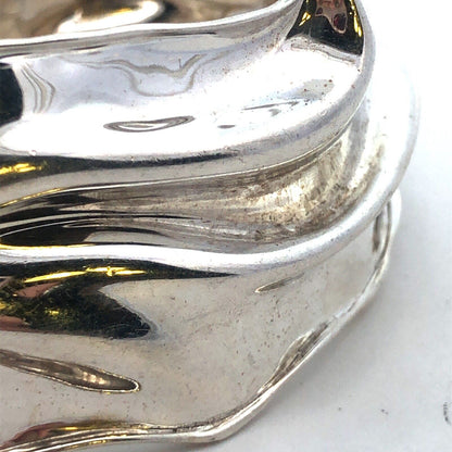 Designer HG 925 Sterling Silver Wave Textured Wide Open Cuff Bracelet