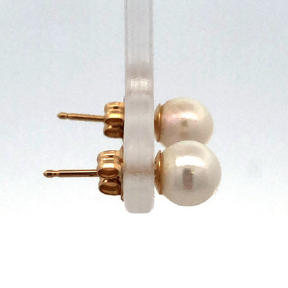 Jacmel Mauritius JCM 14K Yellow Gold Pearl Solitaire Wedding Day Stud Earrings