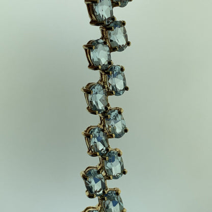 Designer 925 Sterling Silver Blue Topaz Double Row December Tennis Bracelet