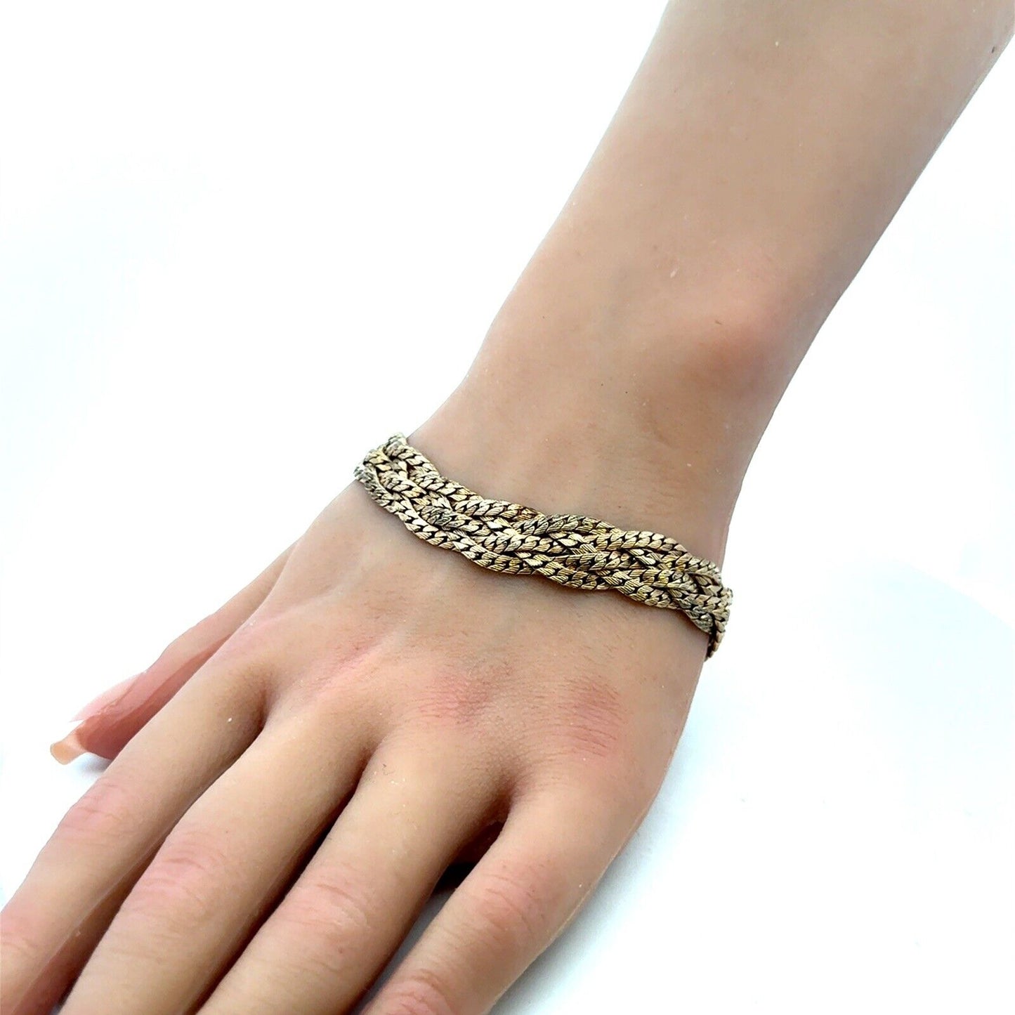Vintage Krementz Gold Tone 5-Strand Braided Chain Bracelet