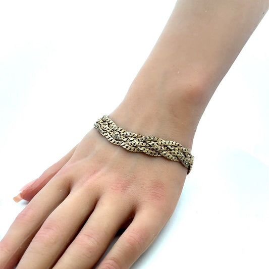 Vintage Krementz Gold Tone 5-Strand Braided Chain Bracelet