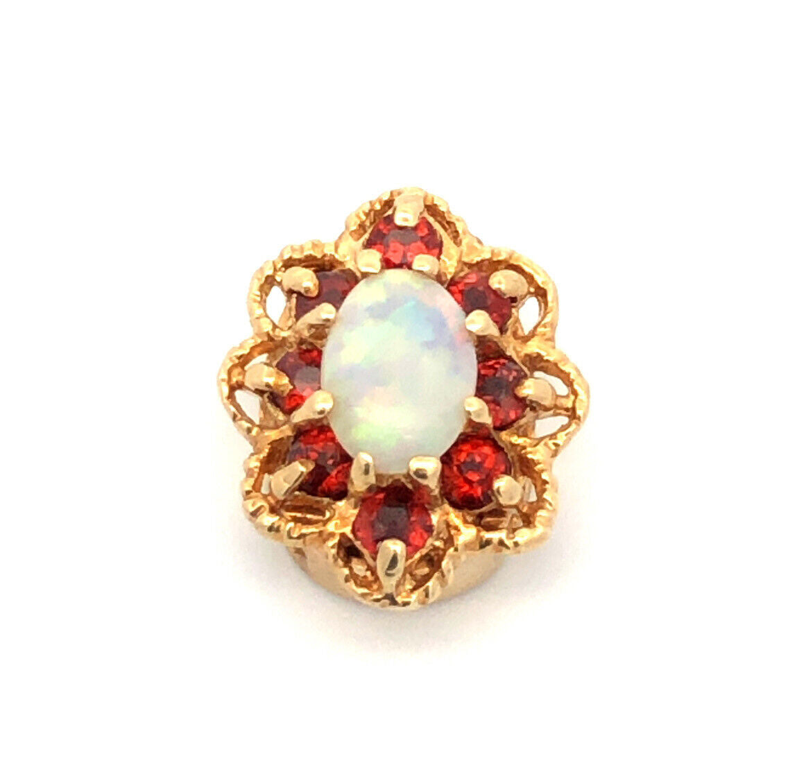 Designer KLJCI 14K Yellow Gold Oval Opal Garnet Slide Bracelet Charm