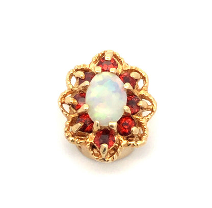 Designer KLJCI 14K Yellow Gold Oval Opal Garnet Slide Bracelet Charm