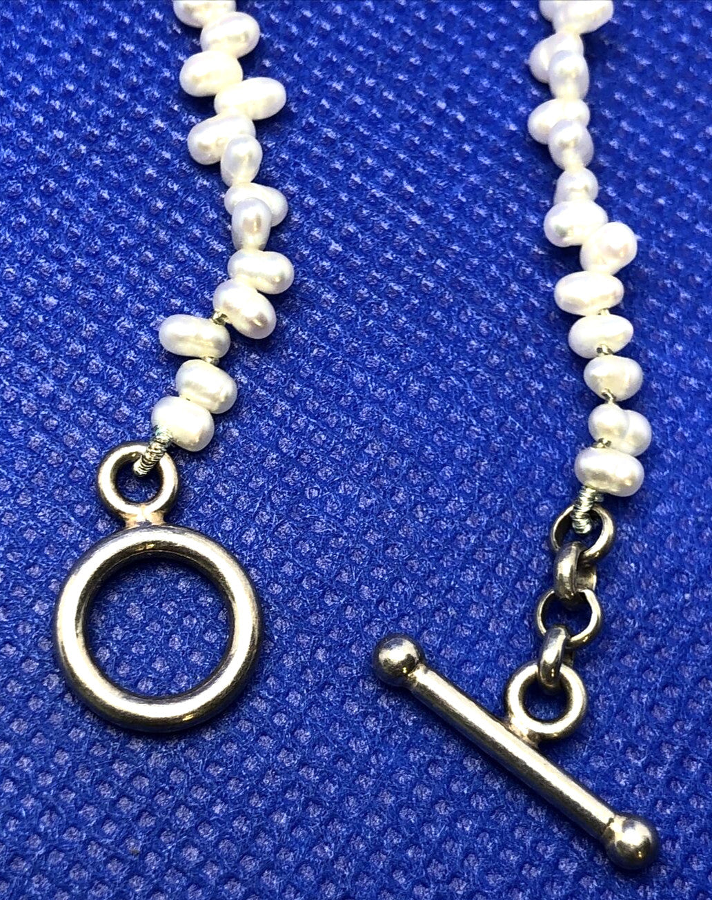 Mignon Faget 925 Sterling Silver Hive Collection Pearl Beaded Toggle Necklace