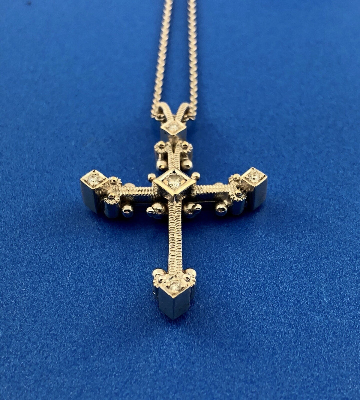Eli Jewels 18K White Gold Diamond Aegean Collection Statement Cross Necklace